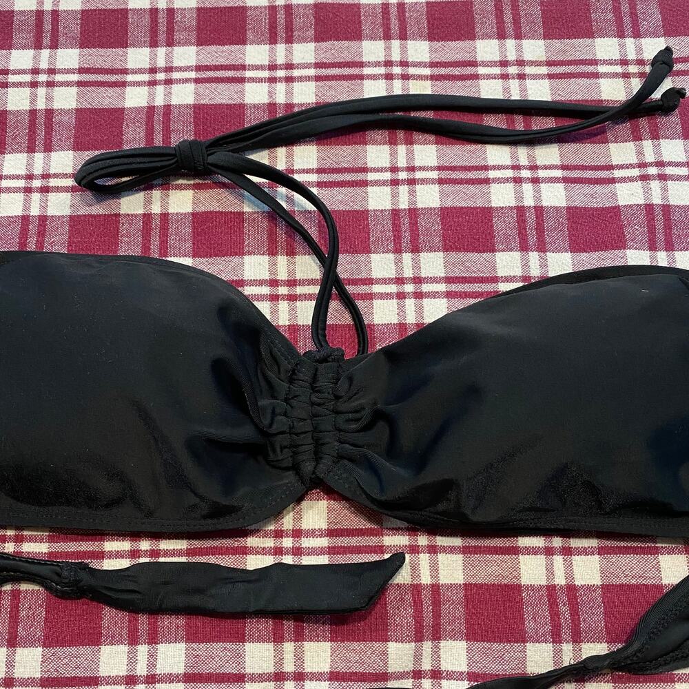Old Navy XL Classic Black Bandeau String Padded Bikini Top Ruched Center